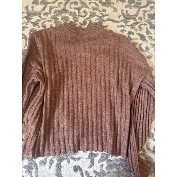 Madewell mockneck cropped brown women’s sweater large - Picture 7 of 8